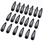 20 PCS Metal Snap Hair Clips Water Drop No Slip Barrettes for Women Bright Small Hair Clips For Thick And Thin Fine Hair,Black,1.97 x 0.5 In.
