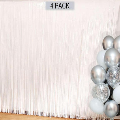 White Fringe Backdrop Curtains for Parties by EUFARS