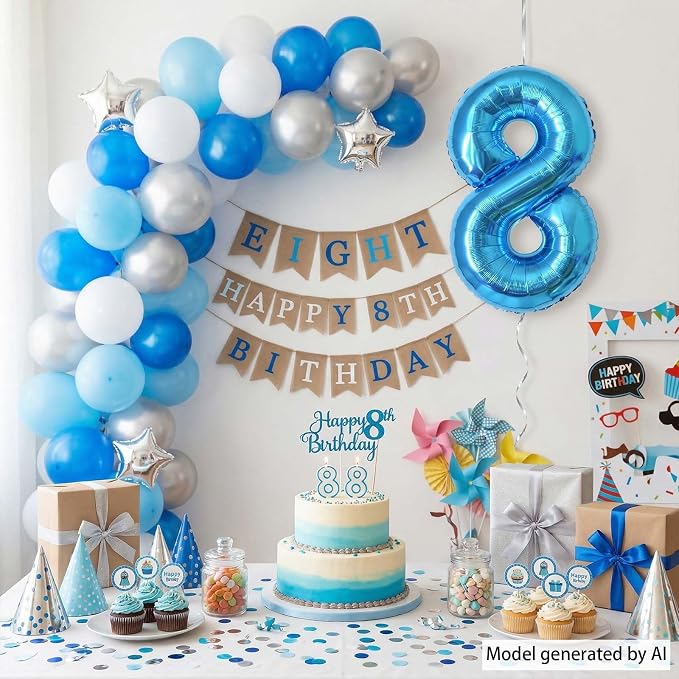 Light Blue Number 8 Balloon 40 Inch, Foil Numeral - Image 6