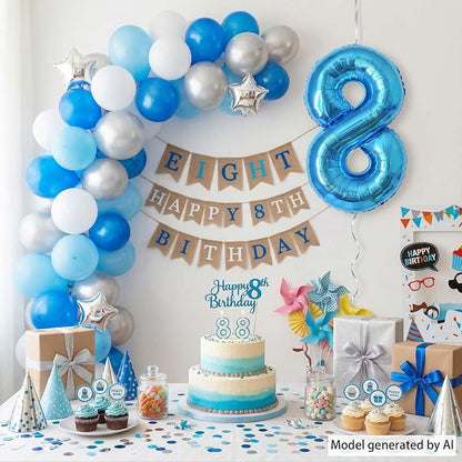 Light Blue Number 8 Balloon 40 Inch, Foil Numeral - Image 6