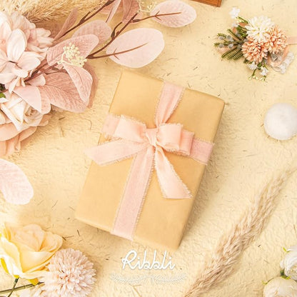 Ribbli 3 Rolls Pink Ribbon 1 Inch x 18 Yards Ivory Blush Dusty Pink Handmade - Image 4