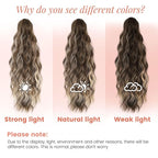 Claw Clip Ponytail Extension 18 Inch Curly Wavy Ponytail Extension Jaw Clip on Pony Tails Hairpiece for Women Fluffy Natural Synthetic for Daily Use (Chocolate Brown with Blonde Highlights)