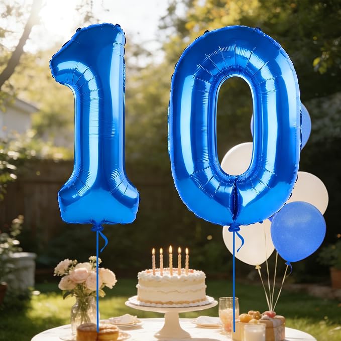 40 Inch Number 10 Balloons for 10th Birthday Party Decorations, 0-100 Dark Blue - Image 3