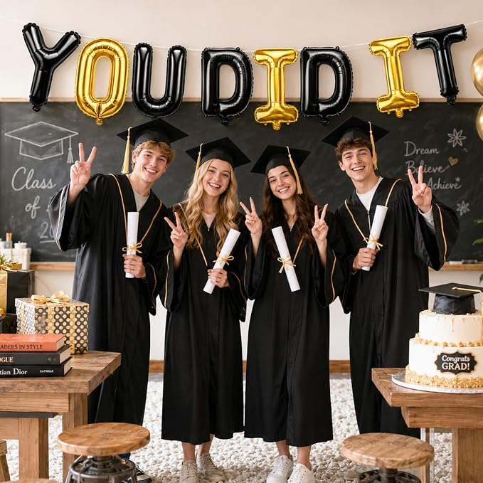 52 Pcs Letter Balloons Black Gold Balloon Banner 16 Inch 2 Sets A- Z Alphabet - Image 5