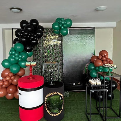 Green and Brown Balloons, 12 Inch Metallic Avocado Dark Green Khaki Black - Image 6