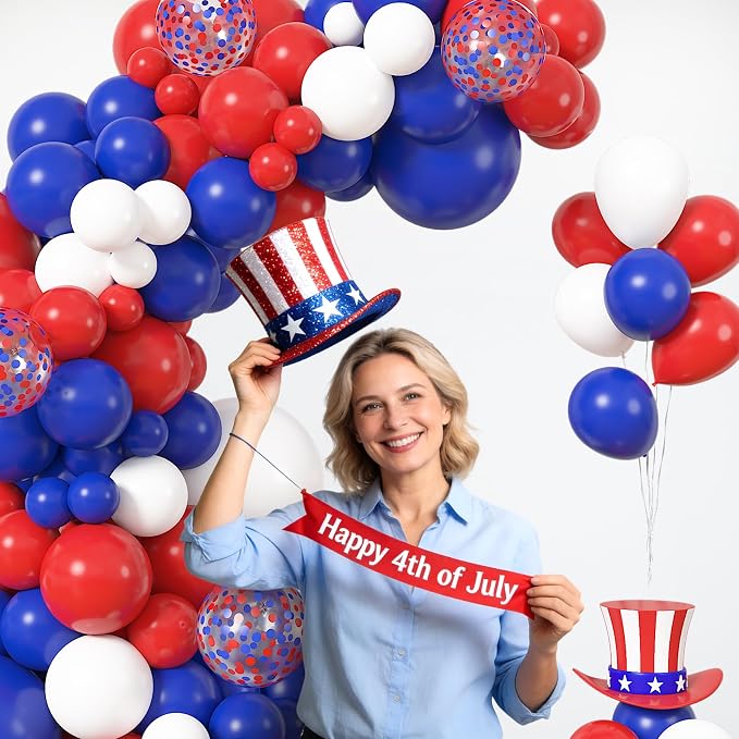 164Pcs Red White and Blue Balloons Garland Arch Kit - Image 3