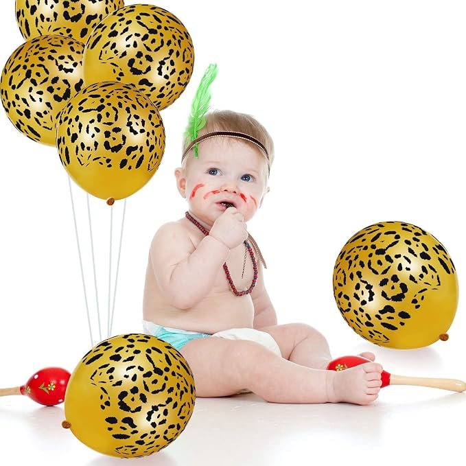 Gejoy 50 Pcs Cheetah Balloons Leopard Print Balloons 12 Inch Spots Latex - Image 2