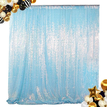 ShinyBeauty 7x7FT Iridescent Aqua Sequin Backdrop by ShinyBeauty