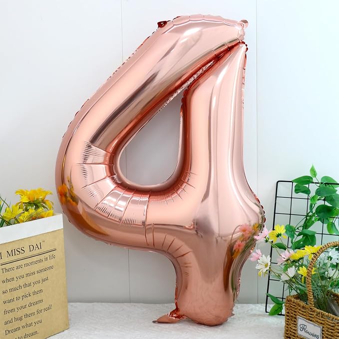 40 Inch Rose Gold Number 4 Balloon, Giant Number Balloons, Birthday Decor | - Image 2