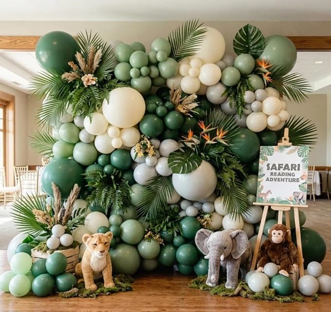 Pastel Green Balloon Garland Kit Different Sizes Double Stuffed Balloons Latex - Image 5
