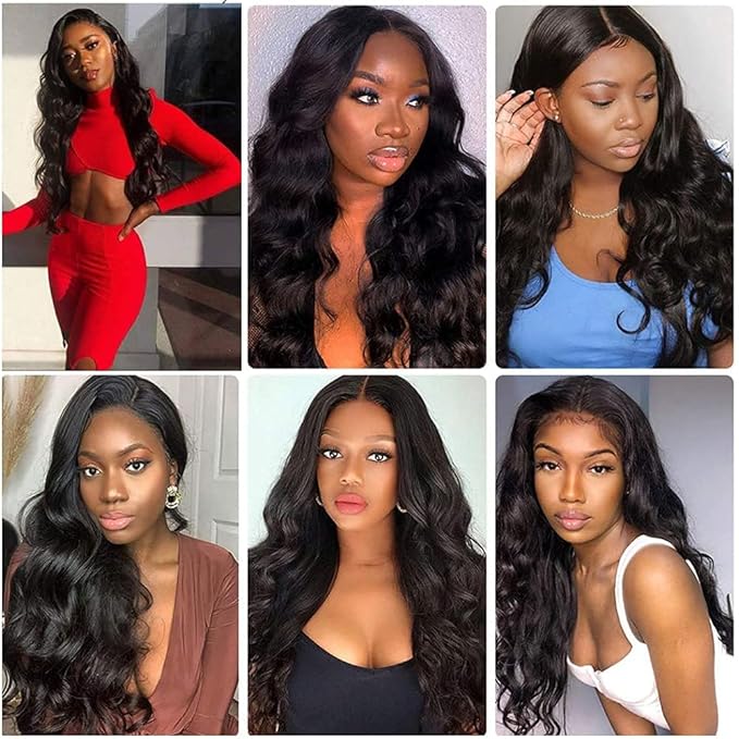 Natural Black Human Hair Bundles Color 1B Body Wave Bundles 1 Bundle 22 Inch Double Weft Real Natural Color Hair Weave Brazilian Grade 8A Virgin Remy Hair Extensions