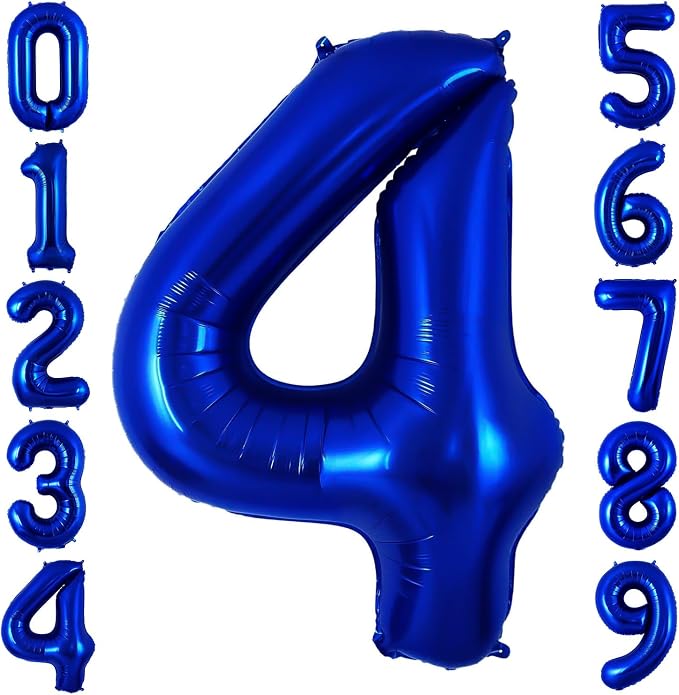 Navy Blue 4 Balloon Number, 40 Inch Number 4 Balloon Big Dark Blue 4 Foil Mylar by BBPOOL