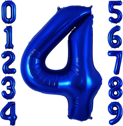 Navy Blue 4 Balloon Number, 40 Inch Number 4 Balloon Big Dark Blue 4 Foil Mylar by BBPOOL