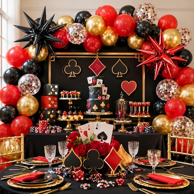 Red Black and Gold Balloons, 12 Inch Metallic Gold Black Red Confetti Balloons - Image 6