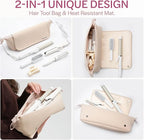 Aerotrunk Hair Tools Organizer - Hot Hair Tools Travel Bag with Heat Resistant Mat, Large Capacity Pouch for Flat Irons, Curling Wands, Hair Dryers - Beige