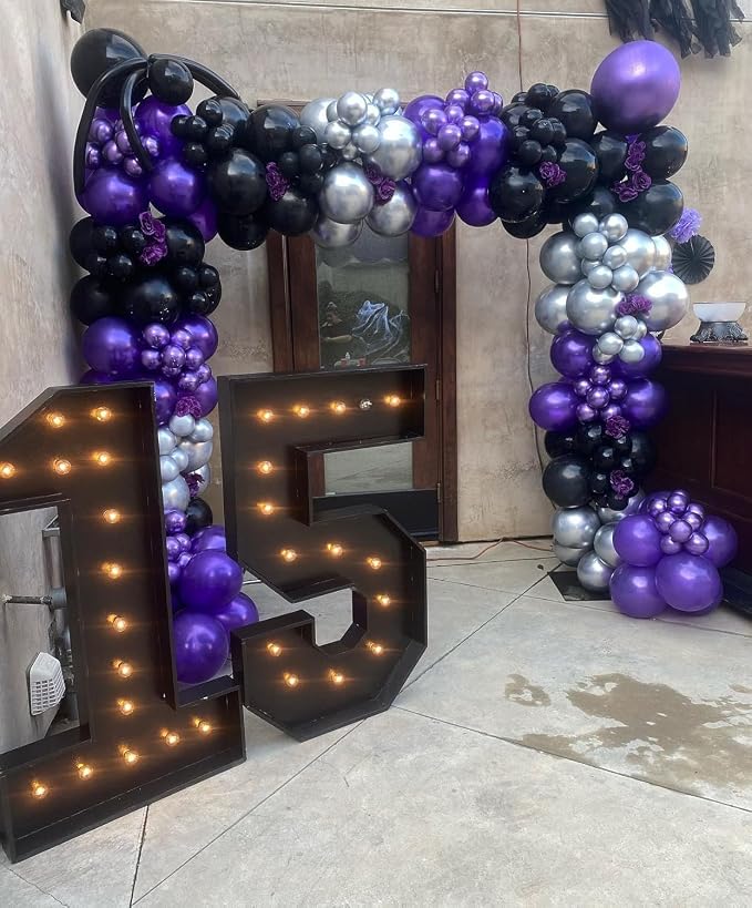 Purple and Black Balloon Arch Kit - Image 4