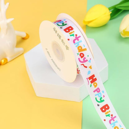 24 Yard Happy Birthday Ribbon Gift Wrapping Crafts Party Decoration Colorful - Image 5