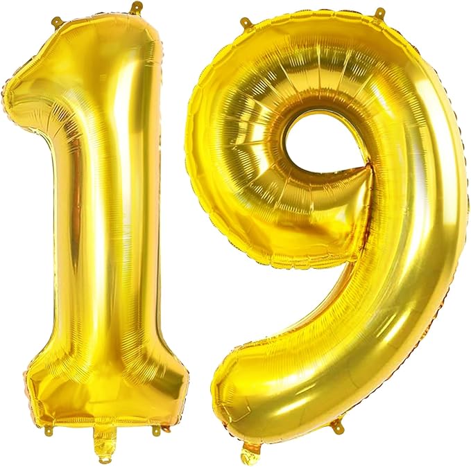 Number 19 Balloons for 19th Birthday Party Decorations, 0-100 Large No.19 by Joycard