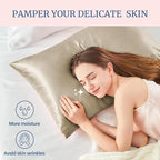 BEDELITE Satin Pillowcase for Hair and Skin, Super Soft and Cooling Similar to Silk Pillow Cases 2 Pack with Envelope Closure, Gift for Women Men(20"x40" King Size, Taupe)