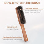 BRUSHZOO Hair Brush, Boar Bristle Hair Brush for Women Men Short Thin Fine Hair, Beech Handle Hairbrush for Styling Smoothing