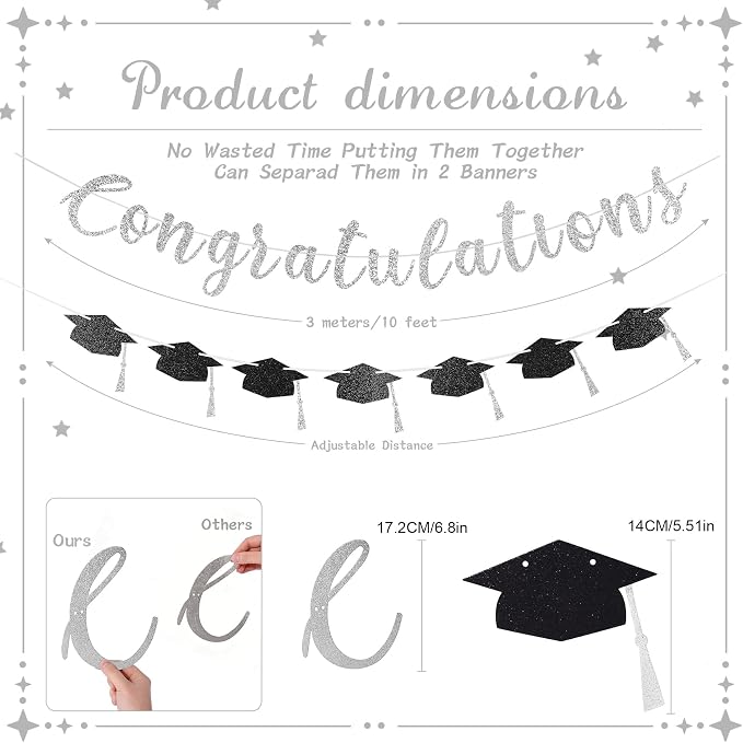 2026 Graduation Banners Party Decorations, Glitter Congratulations - Image 7