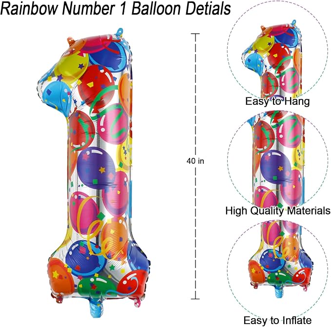 40 Inch Rainbow Balloon Number 11 Balloons, Large 11th Birthday Decorations | - Image 4