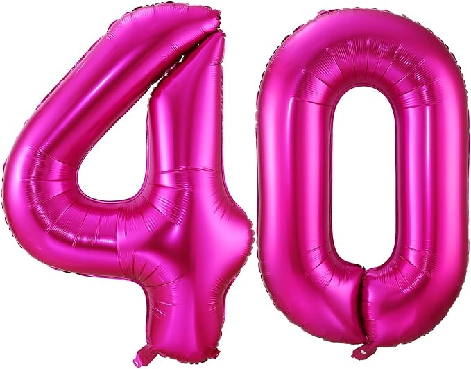 Hot Pink 40 Balloon Numbers, 40 Inch 40 Birthday Balloon Foil Mylar Number 40 by BBPOOL