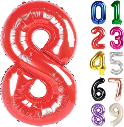 8 Balloon - Red Birthday Number Balloons, 40 Inch Decorations Men Women | Red by ALPHADELTAPI