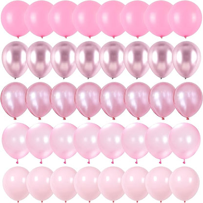 Pink Balloons Set, 60 Packs 12 Inch Metallic Chrome Pink Pearl Macaron Light by Togvu