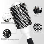 Round Brush with Boar Bristle, Ball Tip Round Hair Brushes for Women Blow Drying, 2 Clips and 1 Comb Included (2.9" & Barrel 1.7")…