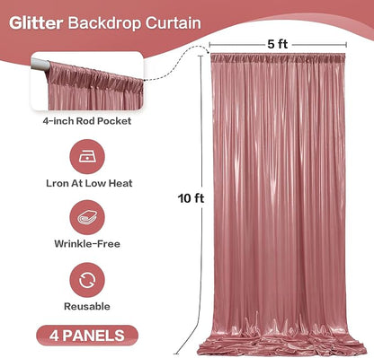gogoparti 20x10FT Rose Gold Sequin Backdrop Curtain - Image 6