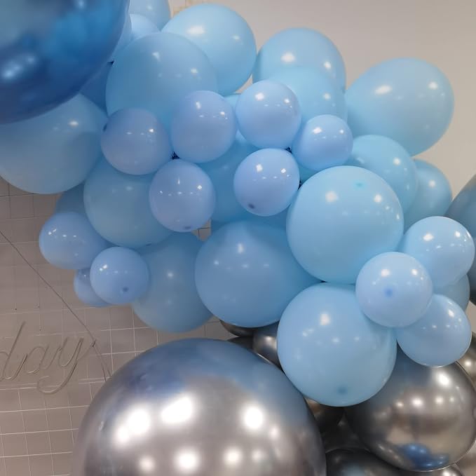 Silver Blue Balloon Garland 127 Pcs 18In 12In 10In 5In Confetti Latex Balloons - Image 4