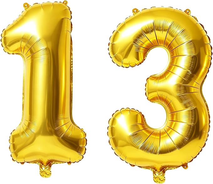 40 Inch Number 13 Balloons for 13th Birthday Party Decorations, 0-100 Gold by FOBELEC