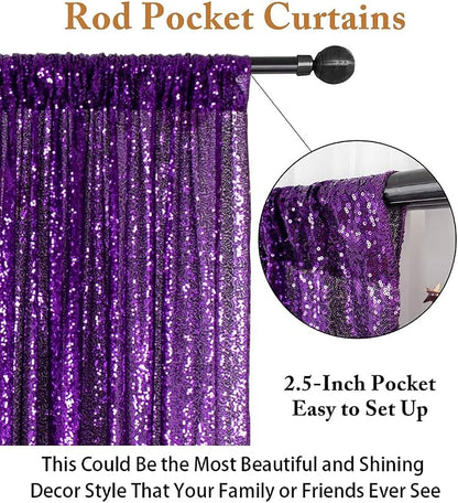 ShinyBeauty Purple 4FTx8FT Sequin Photo Backdrop Bridal Shower Photo Booth - Image 4