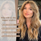 MORICHY Hair Toppers for Women Clip in Hair Topper with Bangs 20inch Mocha Brown with Blonde Highlights Long Wavy Curly Synthetic HairPieces for Women
