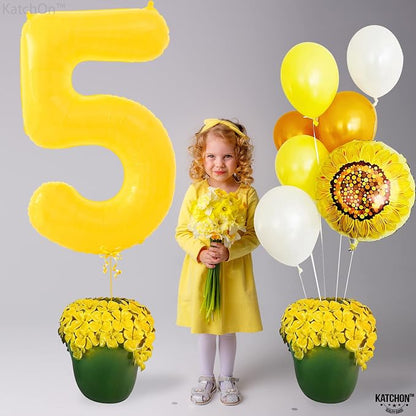 KatchOn, 40 Inch | Yellow 5 Balloon | 5th Birthday Decorations - Image 7