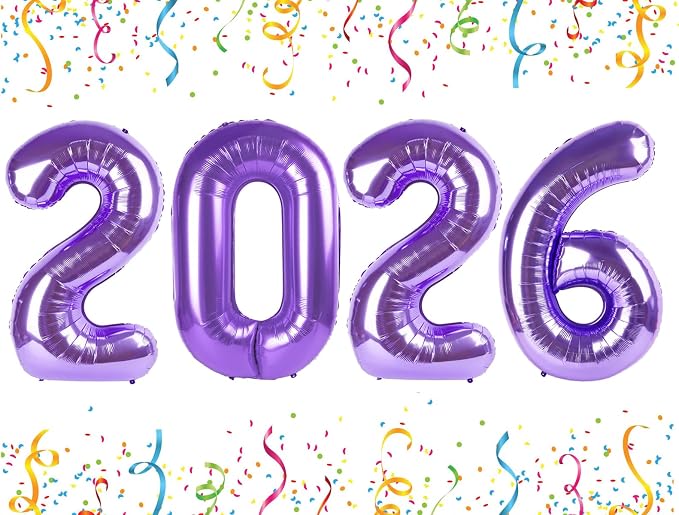 2026 Balloon Numbers Party Decorations, 40In Purple Balloons | Eye-catching by Mluchee