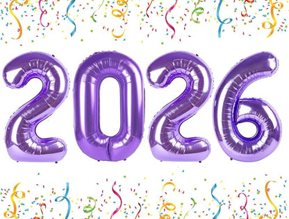 2026 Balloon Numbers Party Decorations, 40In Purple Balloons | Eye-catching by Mluchee