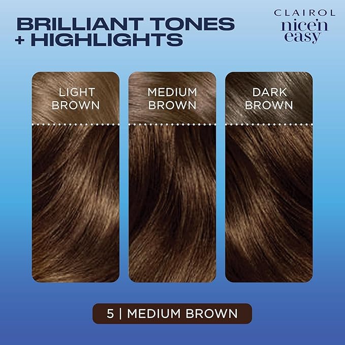 Clairol Nice'n Easy 5 Medium Brown Permanent Hair Dye & Root Touch-Up Bundle
