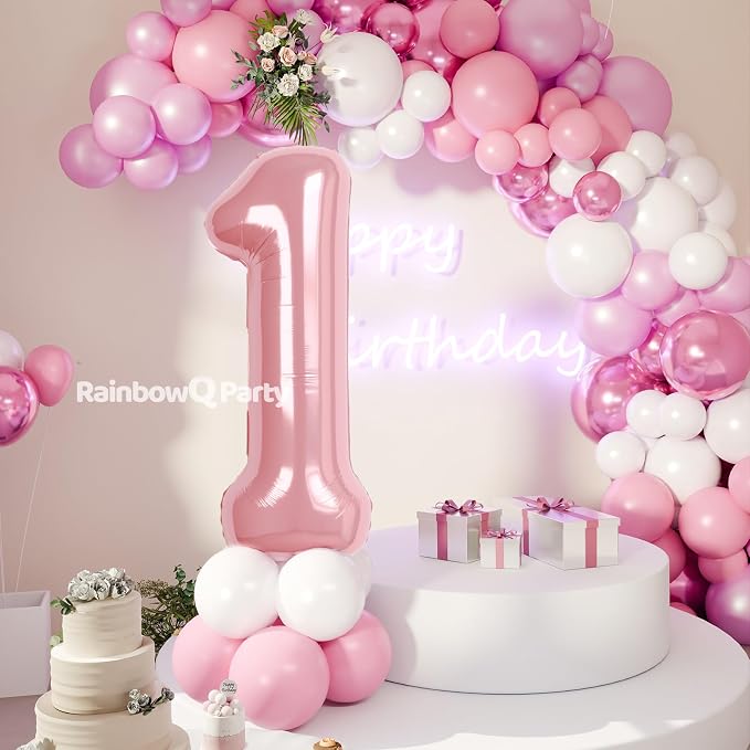 RainbowQ Pink 1 Balloon Number 40 Inch 0-40 Foil Large Balloons | Big Mylar 1 - Image 8