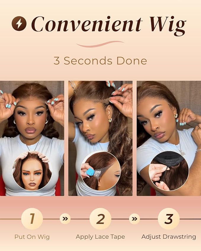 Arabella 13x6 Lace Front Wig Human Hair HD Transparent Chocolate Brown Body Wave Lace Front Wigs Human Hair Pre Plucked Glueless Frontal Wig 22 Inch