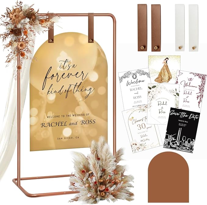 Wedding Sign Holder, Adjustable Welcome to Our Wedding Sign Stand W/Design by Furosa
