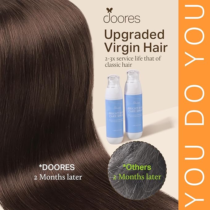 DOORES Human Hair Clip in Extensions, Chocolate Brown130g 7pcs 18 Inch, Virgin Weft With Invisible Edge Real Hair Extensions