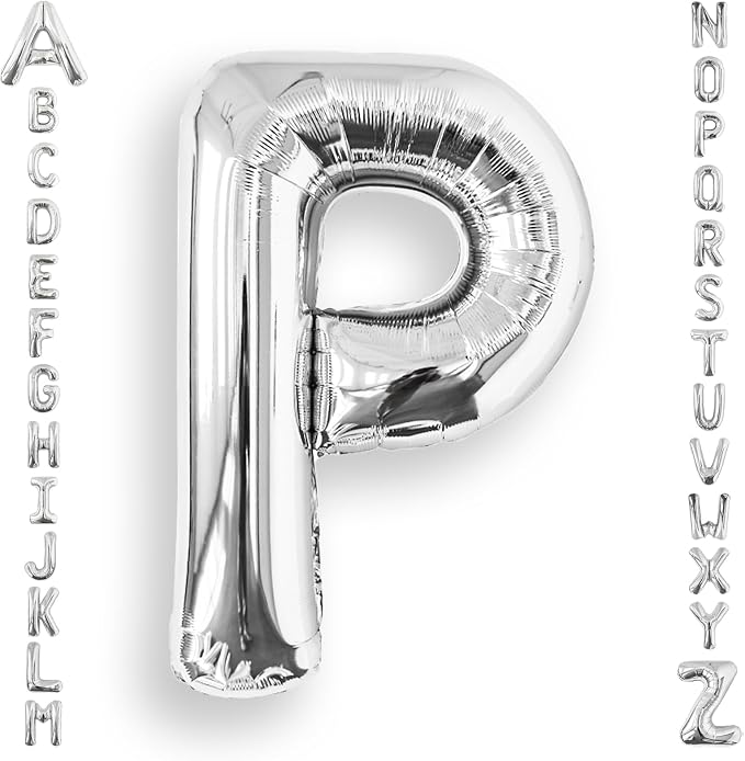 AULE 40 Inch Silver P Balloon Letter Foil A-Z Birthday Big Alphabet | Birthday by AULE