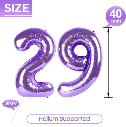 29 Balloon - Purple Birthday Number Balloons, 40 Inch Decorations Men Women | - Image 5