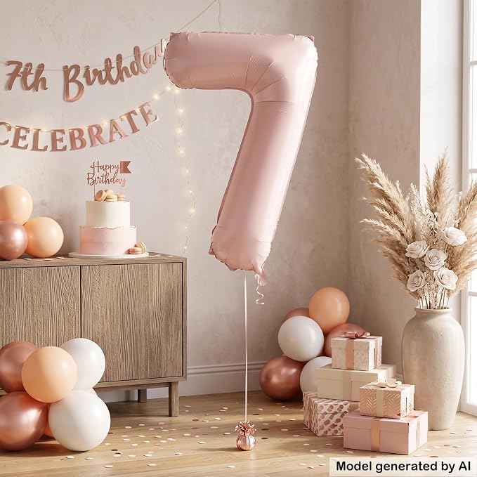 40 Inch Light Pink Foil Number 7 Balloon - Image 5
