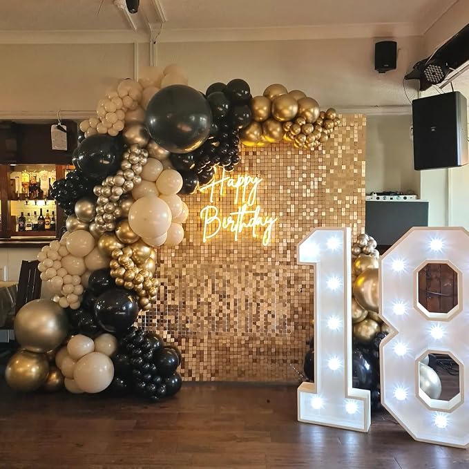 Shimmer Wall Backdrop Light Gold Wall Panels 12Pcs Square Sequin Shimmer Wall - Image 2