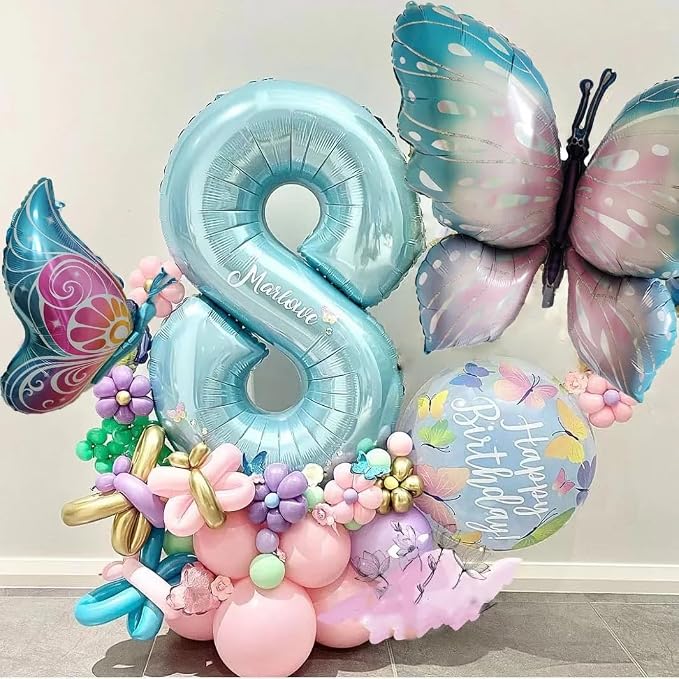 Butterfly Balloons 4 Pieces for Butterfly Themed Party Decoration | 40inch Blue - Image 5