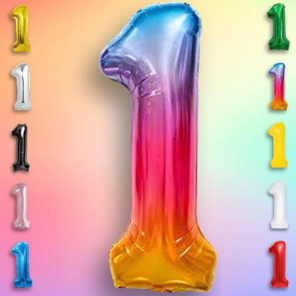 Rainbow Number Balloons 1 Mylar Foil 40 Inch - Image 2