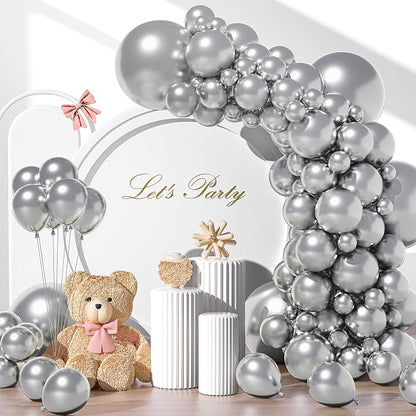 Metallic Silver Balloons Different Sizes 135pcs 18 12 10 5 Inch Sliver Balloon by YISHEBAPA